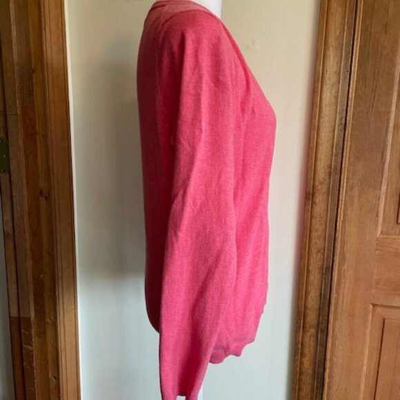 BODEN Pink Red Grosgrain Placket Button Cotton Long Sleeve Cardigan Swea… - Picture 9 of 15